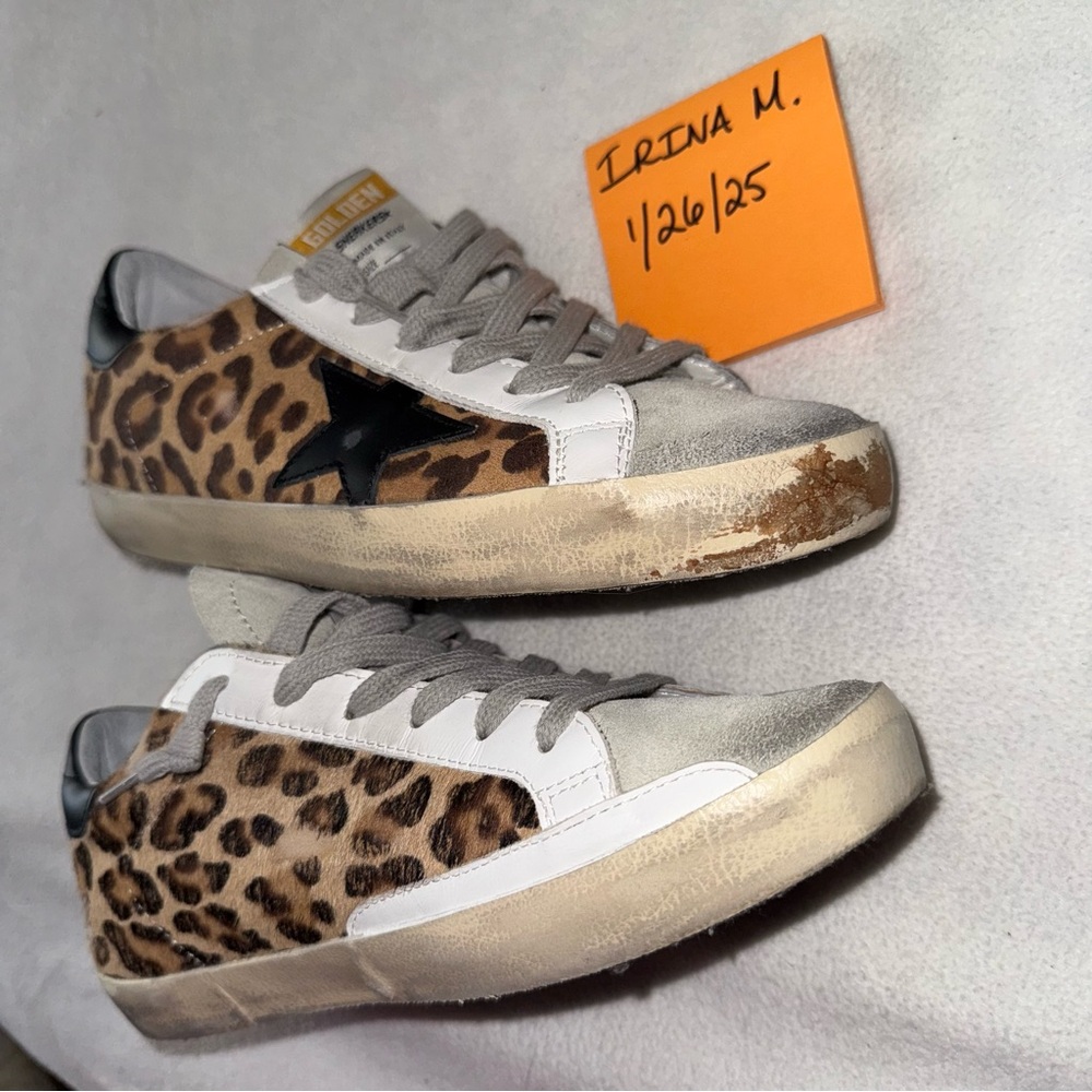 GOLDEN GOOSE Suede Toe Leopard Superstar Size 39 (US Women’s 8.5) New in Box - Picture 13 of 16